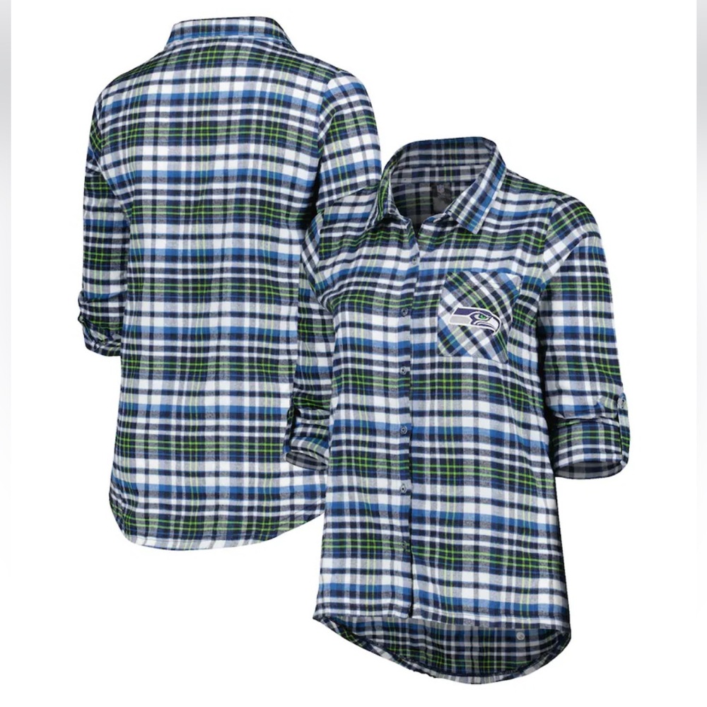 NWT NFL Team Apparel Seattle Seahawks Plaid Nightshirt